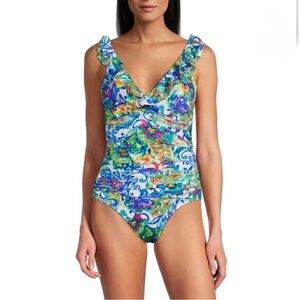 Lauren Ralph Lauren Floral Ruffle One Piece Women’s Swimsuit Size 14
